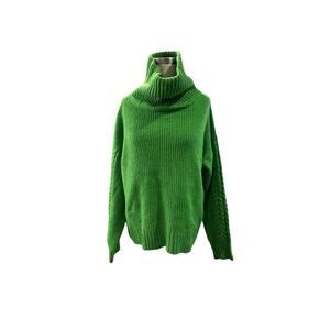 Something Navy Women Green Turtleneck Sweater Size Medium